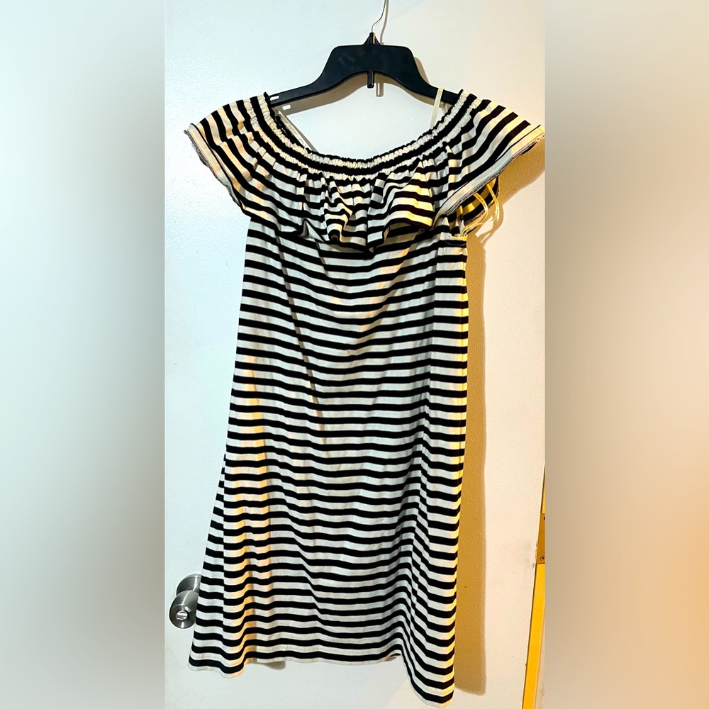 Black and white striped dress